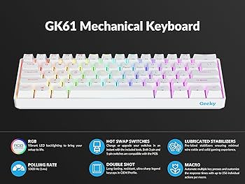 Amazon.com: Geeky GK61 60% | Hot Swappable Mechanical Gaming